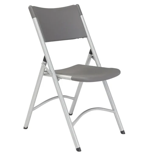 National Public Seating Folding & Stacking<NPS 600 Series Heavy Duty Plastic Folding Chair, Charcoal Slate, 4 Pack (620/4)