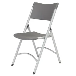 National Public Seating Folding & Stacking<NPS 600 Series Heavy Duty Plastic Folding Chair, Charcoal Slate, 4 Pack (620/4)