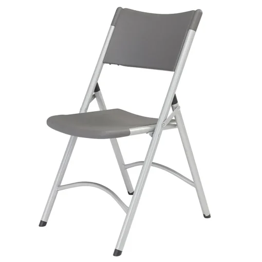 National Public Seating Folding & Stacking<NPS 600 Series Heavy Duty Plastic Folding Chair, Charcoal Slate, 4 Pack (620/4)