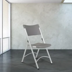 National Public Seating Folding & Stacking<NPS 600 Series Heavy Duty Plastic Folding Chair, Charcoal Slate, 4 Pack (620/4)