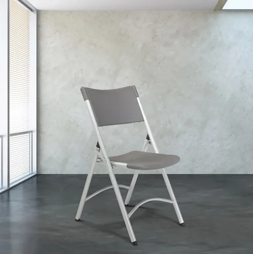 National Public Seating Folding & Stacking<NPS 600 Series Heavy Duty Plastic Folding Chair, Charcoal Slate, 4 Pack (620/4)