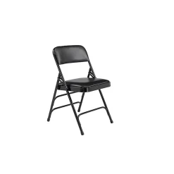National Public Seating Folding & Stacking<NPS 1300 Series Premium Vinyl Upholstered Triple Brace Double Hinge Folding Chair, Black, 100 Pack (1310/100)