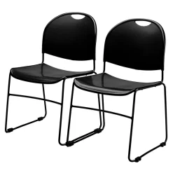National Public Seating Folding & Stacking<NPS Commercialine 850 Series Ultra Compact Stack Chair, Black (850-CL)