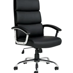 Offices to go Office Chairs<Executive Chair, Luxhide Upholstery, Black, Seat: 21"W x 18"D, Back: 24"H x 19 1/2"W
