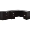 Offices to go L-Desks<L-Shape Superior Laminate Layout #14 Desking w/Lateral File; Espresso, 29.5"x102"x72"