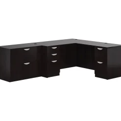 Offices to go L-Desks<L-Shape Superior Laminate Layout #14 Desking w/Lateral File; Espresso, 29.5"x102"x72"