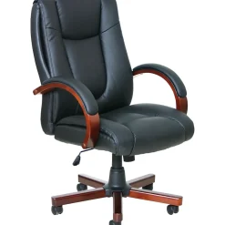 Offices to go Office Chairs<Luxhide Bonded Leather Executive Chair with Wood Arms and Base, Cordovan (OTG11300B)