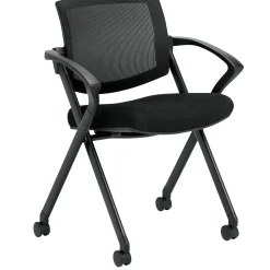 Offices to go Folding & Stacking<Mesh Flip Seat Nester with Arms, Black (OTG11340B)