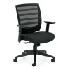 Offices to go Office Chairs<Mid-Back Mesh Fabric Management Chair, Black, Adjustable Arms (OTG11921B)