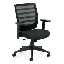 Offices to go Office Chairs<Mid-Back Mesh Fabric Management Chair, Black, Adjustable Arms (OTG11921B)