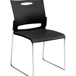 Offices to go Folding & Stacking<Plastic Armless Stacking Chair, Black/Chrome, 4/Pk (TDOTG11310B)