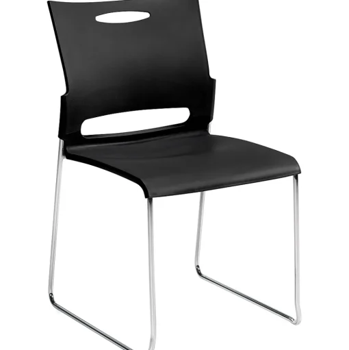 Offices to go Folding & Stacking<Plastic Armless Stacking Chair, Black/Chrome, 4/Pk (TDOTG11310B)