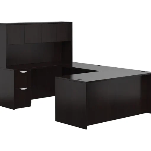 Offices to go Office Desks<Superior Laminate Bundle 2, American Espresso, 29 1/2"H - 65 1/2"H x 71"W x 108"D
