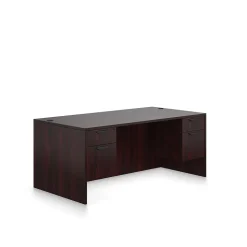 Offices to go Office Desks<Superior Laminate Double Pedestal Desk, BBF/FF, American Mahogany, 29 1/2"Hx71"Wx36"D