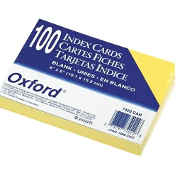 Oxford Index Cards<4" x 6" Index Cards, Blank, Canary, 100/Pack (7420CAN)