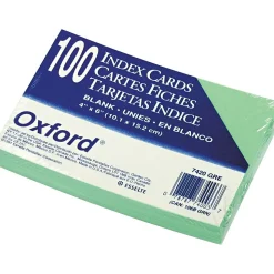 Oxford Index Cards<4" x 6" Index Cards, Blank, Green, 100/Pack (7420GRE)