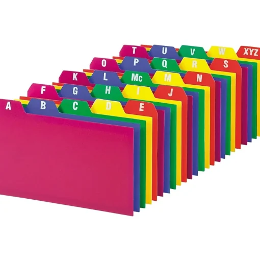 Oxford Index Cards<Alpha Card Guides, Assorted Colors, 3" x 5", 25/Set (73153)