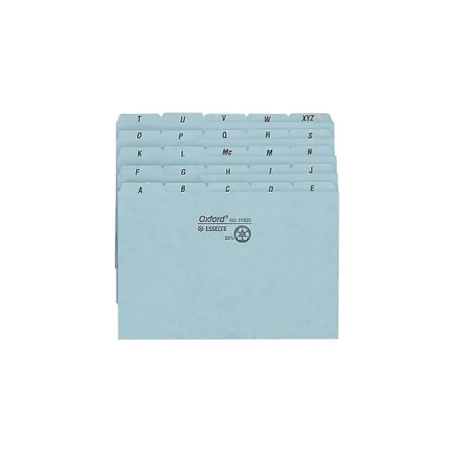 Oxford Index Cards<A-Z 5" x 8" Index Card Files, Blue, 25/Set (OXF P5825)