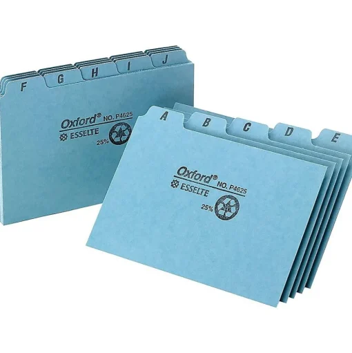 Oxford Index Cards<A-Z 5" x 8" Index Card Files, Blue, 25/Set (OXF P5825)