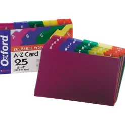 Oxford Index Cards<Card Guides, Alpha, 1/5 Tab, Polypropylene, 5 x 8, 25/Set