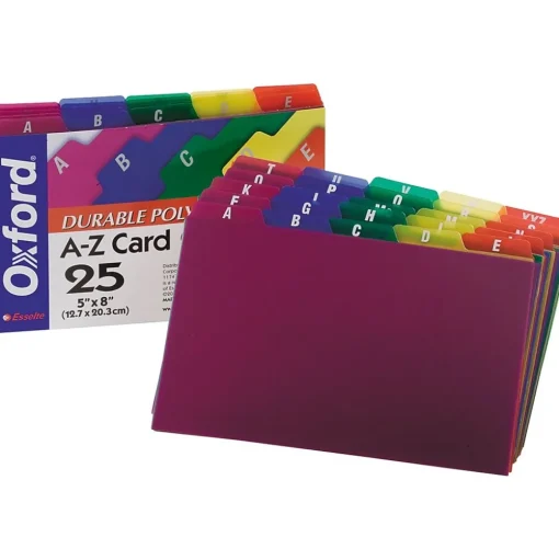 Oxford Index Cards<Card Guides, Alpha, 1/5 Tab, Polypropylene, 5 x 8, 25/Set