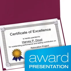 Oxford Awards & Certificates<Certificate Holders, 8.88" x 11.25", Burgundy, 5/Pack (29900585BGD)