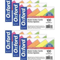 Oxford Index Cards<Glow Index Cards, 4" x 6", 100 Per Pack, 6 Packs (ESS99755-6)
