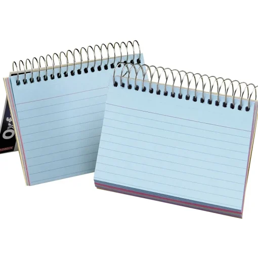 Oxford Index Cards<Spiral 4" x 6" Index Cards, Ruled, Assorted Colors (50/Pack)
