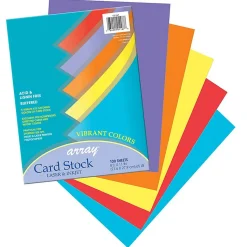 Pacon Card Stock<Array 65 lb. Cardstock Paper, 8.5" x 11", Assorted Colors, 100 Sheets/Pack, 2 Packs/Bundle (PAC101167)