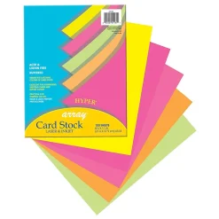 Pacon Card Stock<Array 65 lb. Cardstock Paper, 8.5" x 11", Assorted Hyper Colors, 100 Sheets/Pack, 2 Packs/Bundle (PAC101181)