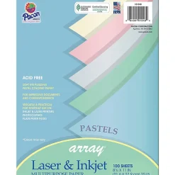 Pacon Classroom Paper<Array Computer Paper, 8.5" x 11", Assorted Pastel, 100 Sheets/Pack, 3/Pack (PAC101048-3)