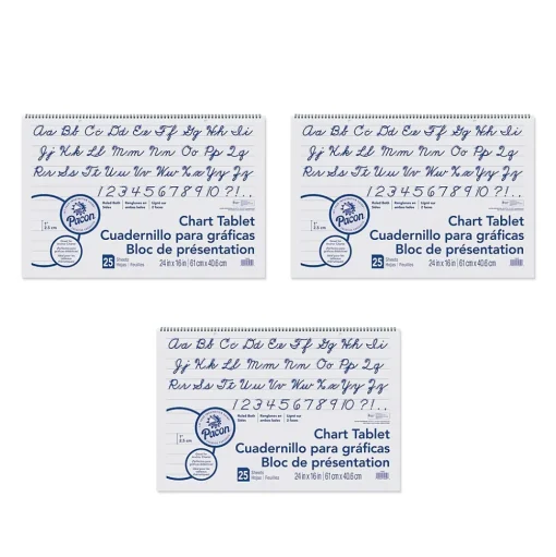 Pacon Easel Paper Pads<Chart Tablet Easel Pad, White, 25 Sheets, 3 Tablets (PAC74620-3)