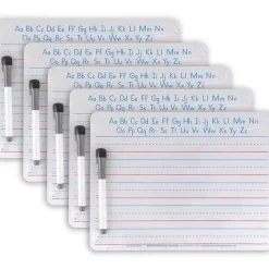 Pacon Dry Erase<® Handwriting Whiteboard Dry Erase Set, 2-Sided, Ruled/Plain, with Marker/Eraser, 9" x 12", 5 Sets (PACAC9877C1-5)
