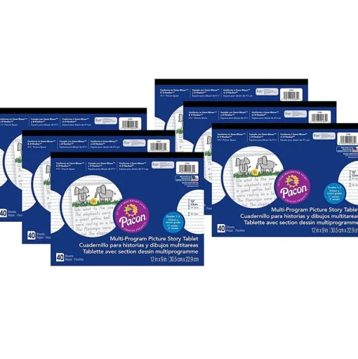 Pacon Classroom Paper<Multi-Program Handwriting Tablet, 40 Sheets, 6/Pack (PAC2484-6)