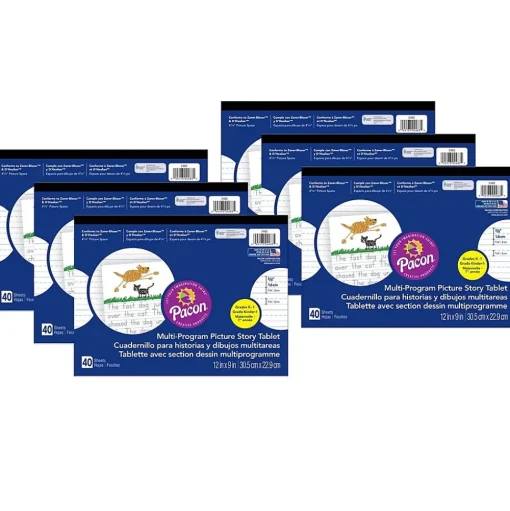 Pacon Classroom Paper<Multi-Program Handwriting Tablet, 40 Sheets, 6/Pack (PAC2483-6)