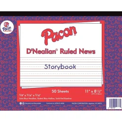 Pacon Classroom Paper<Storybook Paper for D'Nealian Programs 8-1/2" x 11", 1/2" Long Way Ruled, White, 500 Sheets/Pack (PAC2693)