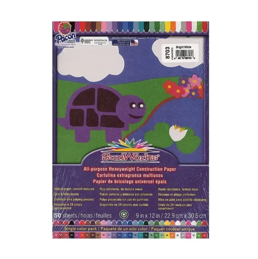 Pacon Construction Paper<Sunworks 9" x 12" Construction Paper, Bright White, 50 Sheets/Pack, 5/Pack (30354-PK5)
