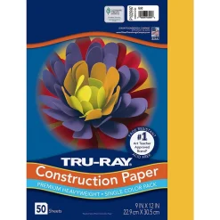 Pacon Construction Paper<Tru-Ray 9" x 12" Construction Paper, Gold, 50 Sheets/Pack, 6/Pack (PAC102997)