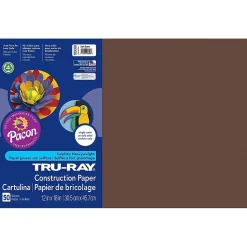 Pacon Construction Paper<Tru-Ray 12" x 18" Construction Paper, Dark Brown, 50 Sheets/Pack, 3/Pack (PAC103056)