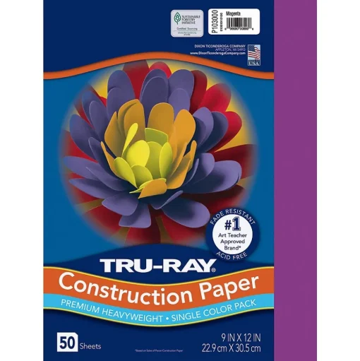 Pacon Construction Paper<Tru-Ray 9" x 12" Construction Paper, Magenta, 50 Sheets/Pack (PAC103000)