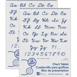Pacon Easel Paper Pads<Unruled Cursive Cover Chart Tablet Easel Pad, 24" x 32", White, 25 Sheets/Pad, Pack of 2 (PAC74510-2)