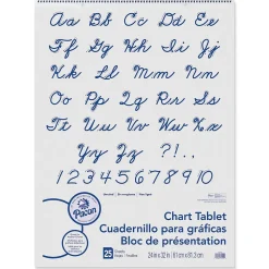 Pacon Easel Paper Pads<Unruled Cursive Cover Chart Tablet Easel Pad, 24" x 32", White, 25 Sheets/Pad, Pack of 2 (PAC74510-2)