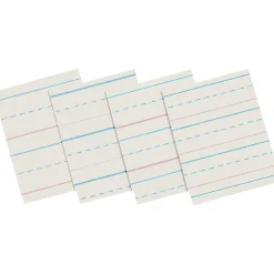 Zaner-Bloser Classroom Paper<Pacon 10-1/2" x 8", 1/2" Ruled Broken Midline Newsprint, White, 500 Sheets/Pk