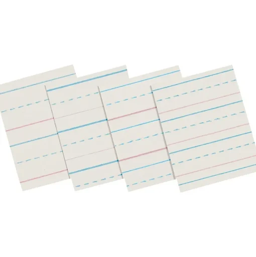 Zaner-Bloser Classroom Paper<Pacon 10-1/2" x 8", 1/2" Ruled Broken Midline Newsprint, White, 500 Sheets/Pk