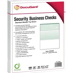 Paris Security & Carbon<DocuGard Standard 8.5" x 11" Business Security Check On Top, 24 lbs., Green, 500 Sheets/Ream, 2500/Carton (04502P)