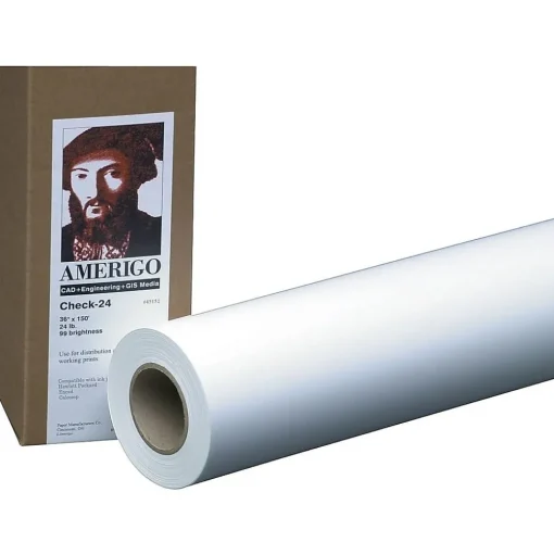 PM Company Wide Format Paper<Amerigo Copy-20 Wide Format CAD Bond Paper, 36" x 500', Uncoated, 2/Carton (09136)