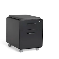 Poppin File Cabinets<Black Mini Stow 2-Drawer Vertical File Cabinet, Rolling, Black (104730)