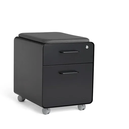 Poppin File Cabinets<Black Mini Stow 2-Drawer Vertical File Cabinet, Rolling, Black (104730)
