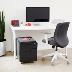 Poppin File Cabinets<Black Mini Stow 2-Drawer Vertical File Cabinet, Rolling, Black (104730)