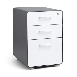 Poppin File Cabinets<, 3-Drawer File Cabinet, Charcoal + White (103539)